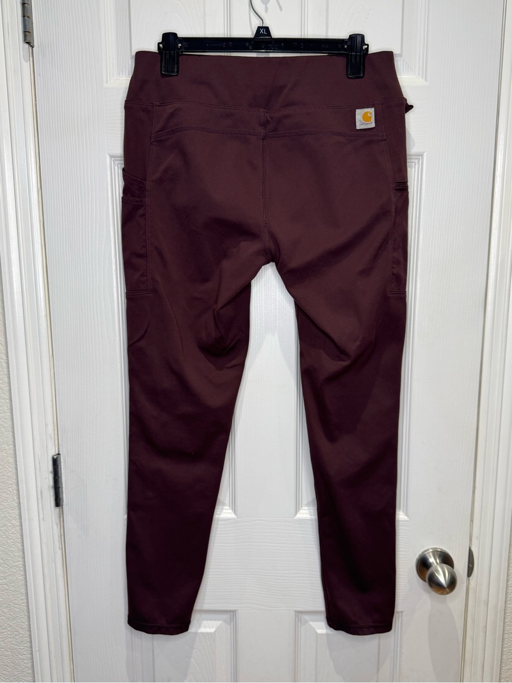 Carhartt Fitted Women's Medium Cargo Stretch Leggings Burgundy Red Brown - Picture 2 of 5